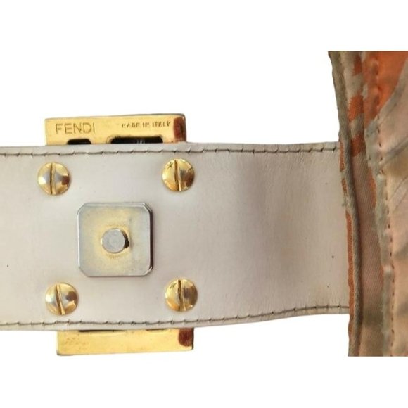 Fendi Ltd Ed Orange & Pink Print Silk & Leather Petite Satchel - Picture 7 of 9